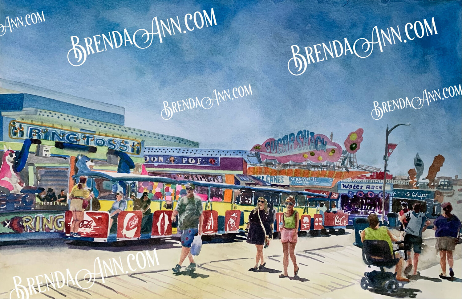 Wildwood Boardwalk Tramcar watercolor print 11x14 inches Wildwood NJ art