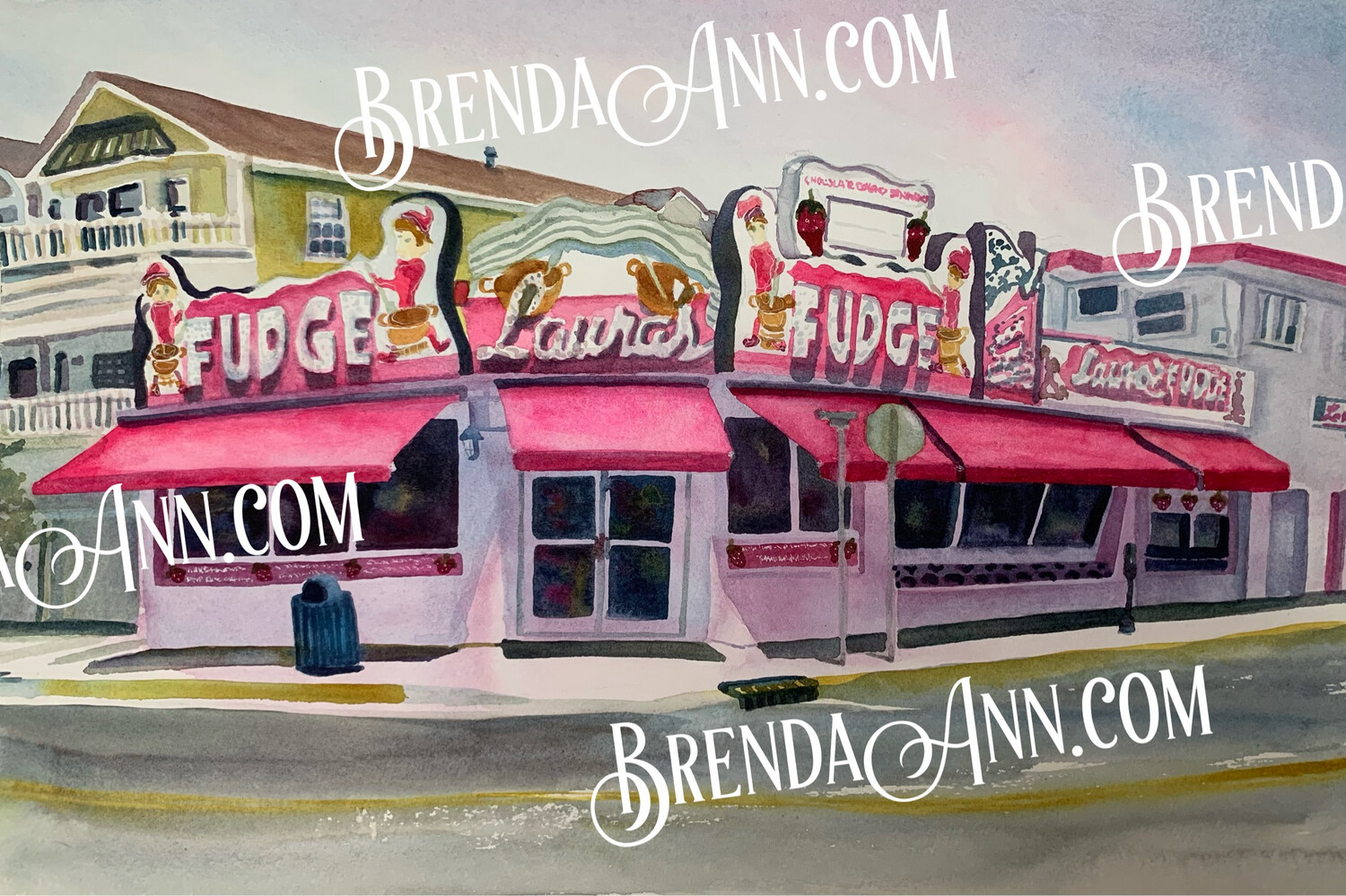 Laura's Fudge watercolor print 11x14 inches Wildwood NJ art