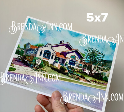 Mission Inn B&amp;B watercolor print 5x7 inches Cape May NJ art