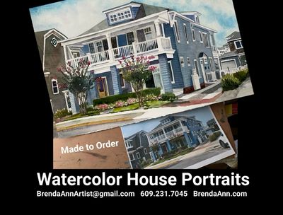 Made-to-Order Watercolor Portraits of Houses and Pets