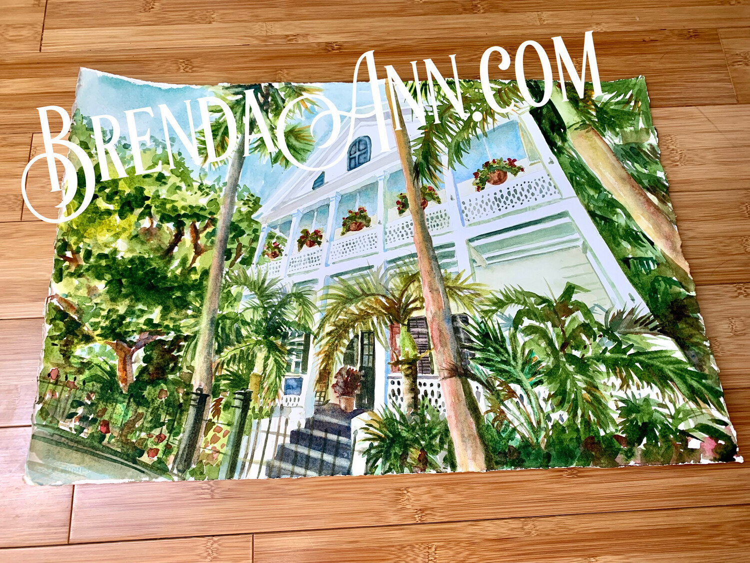 Old Town Manor Watercolor Painting - Key West Florida UNFRAMED ORIGINAL Wall Art