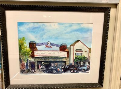 Harbor Square Theatre Watercolor Painting - Stone Harbor New Jersey FRAMED ORIGINAL Wall Art