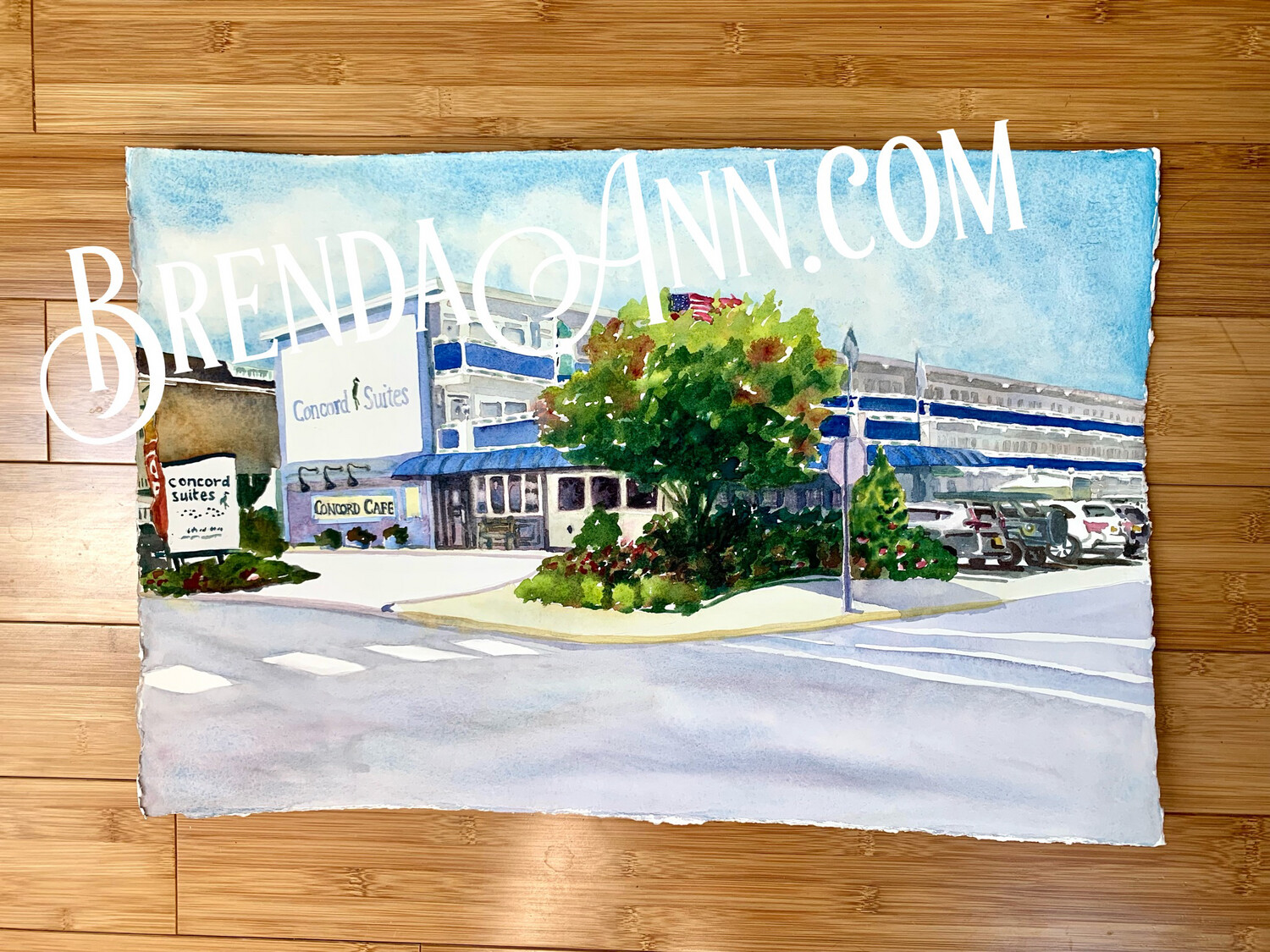 Concord Cafe and Suites Watercolor Painting - Avalon New Jersey UNFRAMED ORIGINAL Wall Art