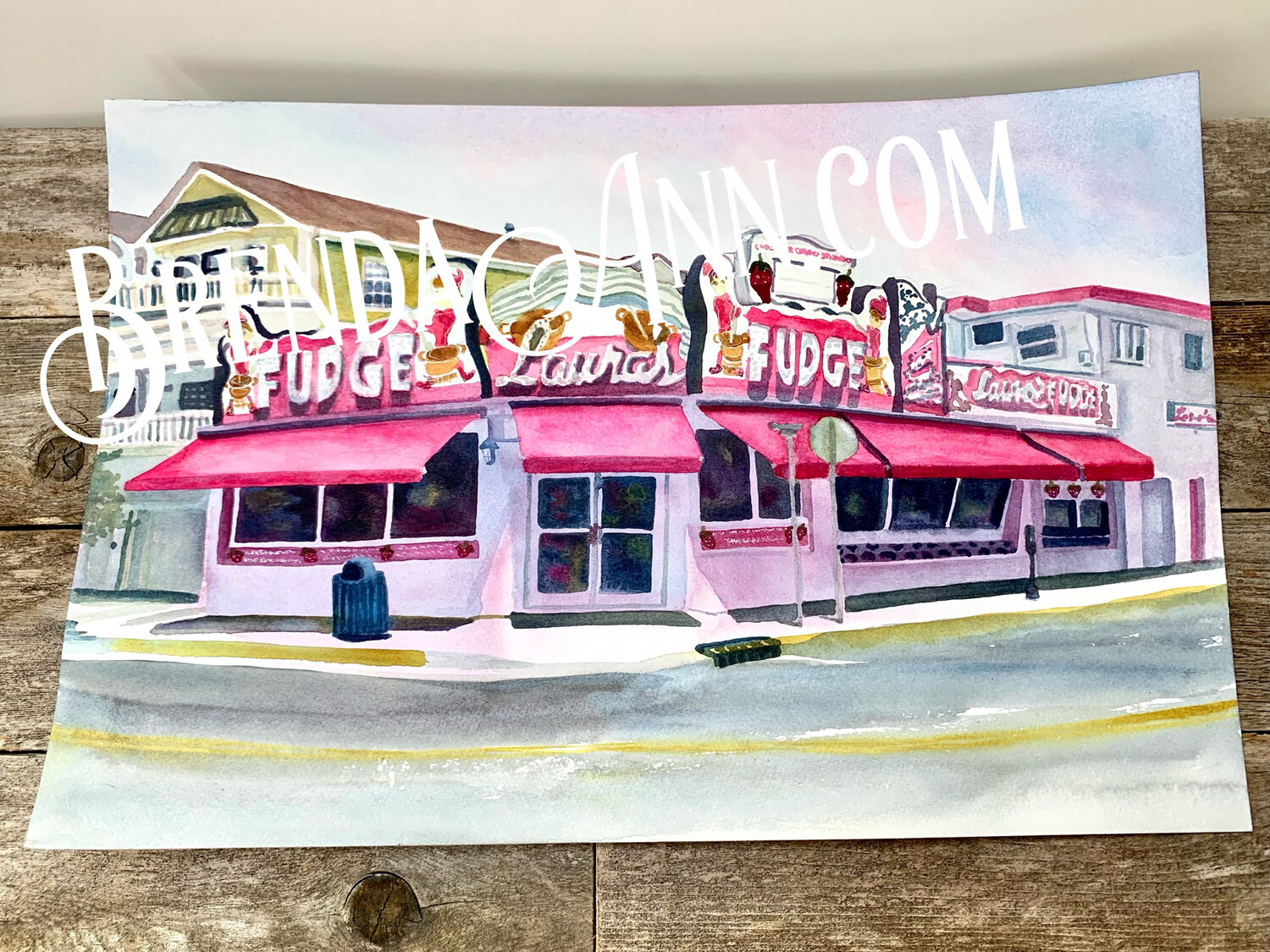 Laura’s Fudge Watercolor Painting - Wildwood New Jersey UNFRAMED ORIGINAL Wall Art