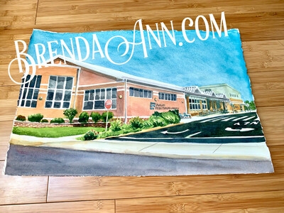 Avalon Free Public Library Watercolor Painting - Avalon New Jersey UNFRAMED ORIGINAL Wall Art