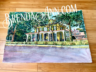 The Mainstay Inn Watercolor Painting - Cape May New Jersey UNFRAMED ORIGINAL Wall Art