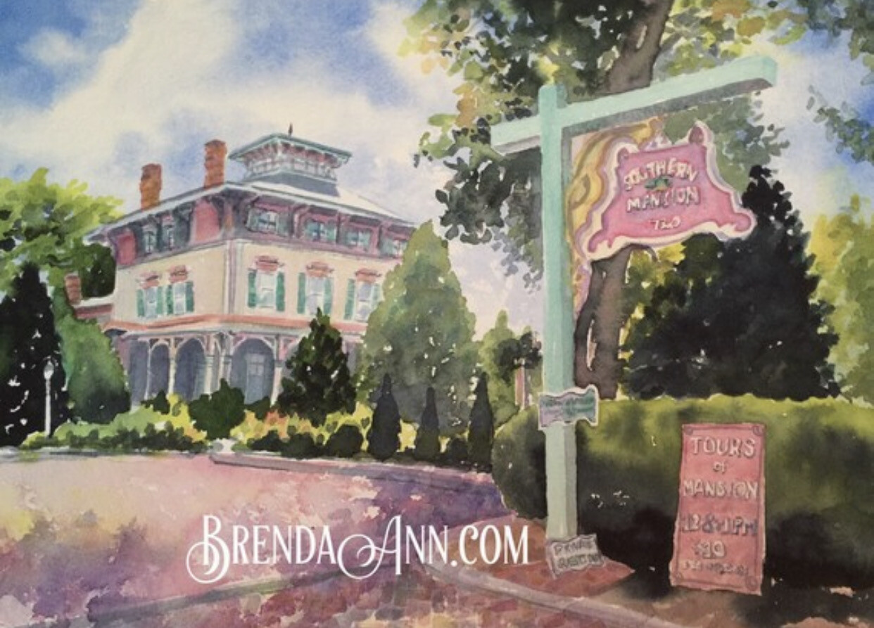 Southern Mansion watercolor print 11x14 inches Cape May NJ art