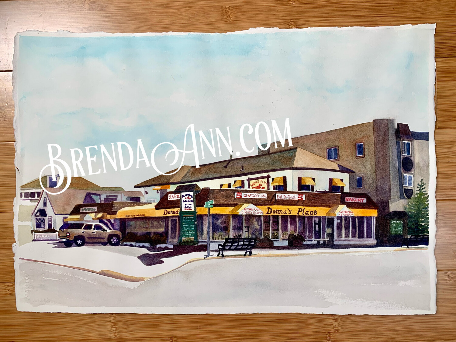 Donna’s Place Restaurant Watercolor Painting - Stone Harbor New Jersey UNFRAMED ORIGINAL Wall Art