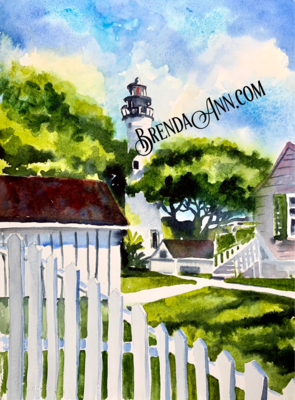 Key West Lighthouse Watercolor Print - Key West Florida Keys Beach House Art Gift
