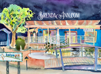 Kaiyo Grill Watercolor Print - Islamorada Florida Keys Beach House Art Gift