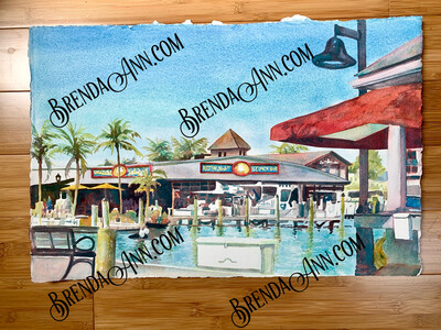 Conch Republic Seafood Company Watercolor Painting - Key West Florida UNFRAMED ORIGINAL Wall Art