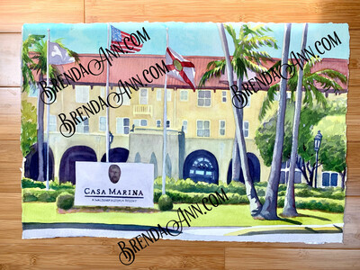 Casa Marina Watercolor Painting - Key West Florida UNFRAMED ORIGINAL Wall Art