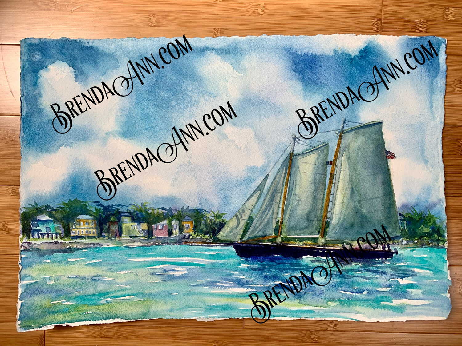 Schooner America Watercolor Painting - Key West Florida UNFRAMED ORIGINAL Wall Art