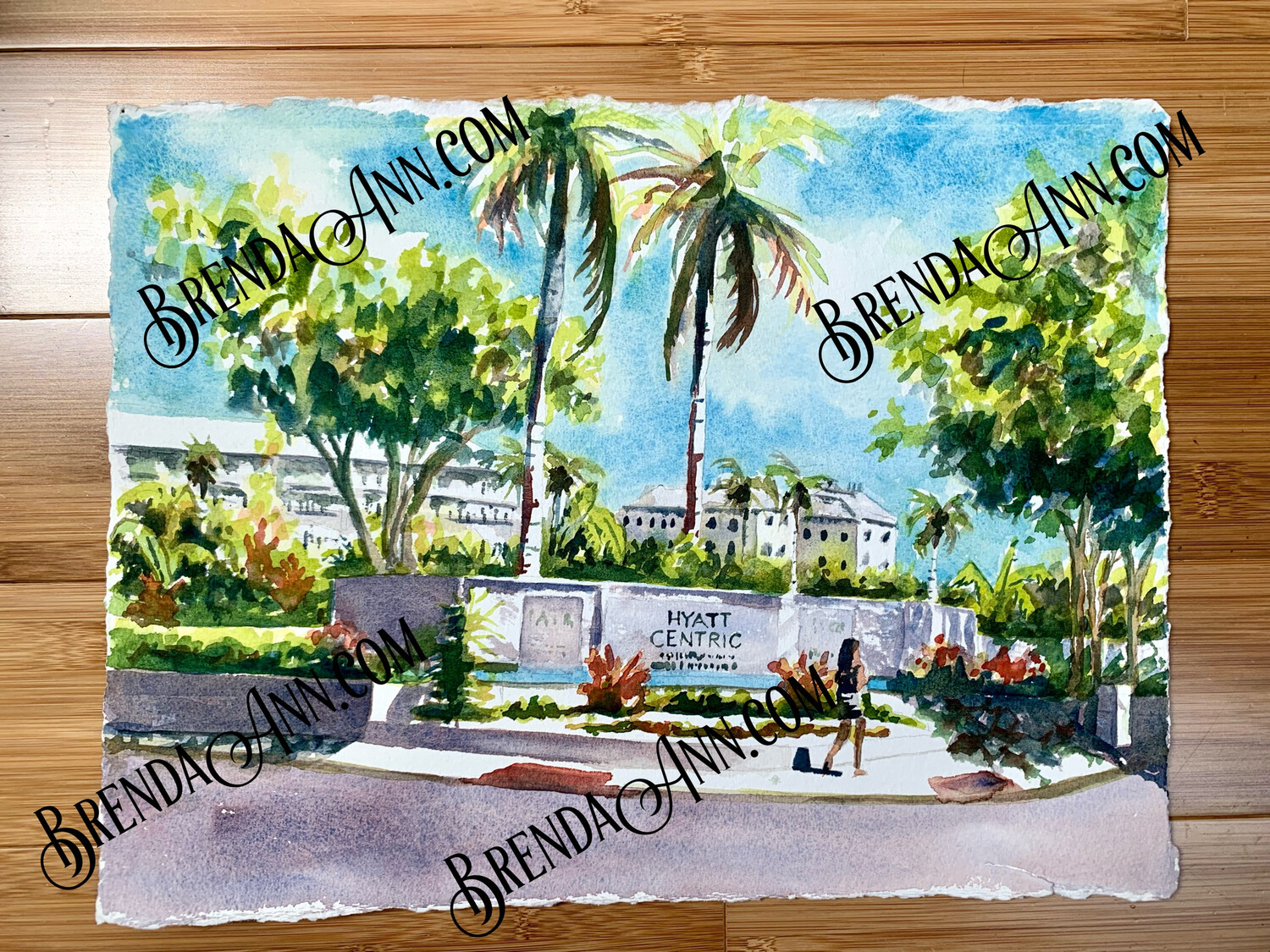 Hyatt Centric Watercolor Painting - Key West Florida UNFRAMED ORIGINAL Wall Art