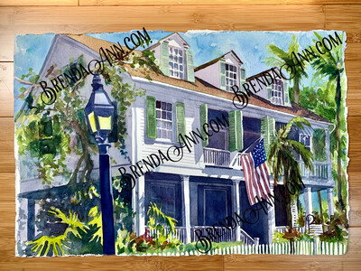 Audubon House Watercolor Painting - Key West Florida UNFRAMED ORIGINAL Wall Art