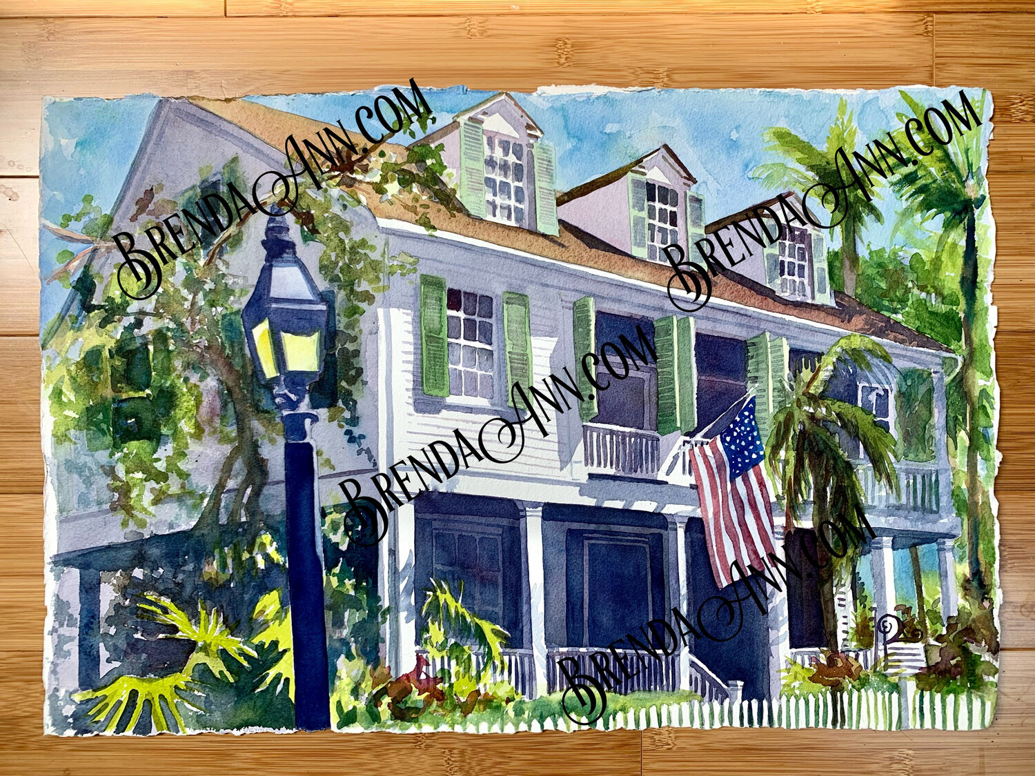 Audubon House Watercolor Painting - Key West Florida UNFRAMED ORIGINAL Wall Art