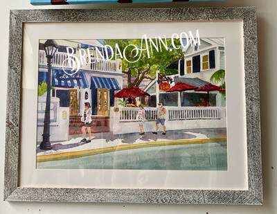 La Te Da Watercolor Painting - Key West Florida Keys FRAMED ORIGINAL Wall Art 