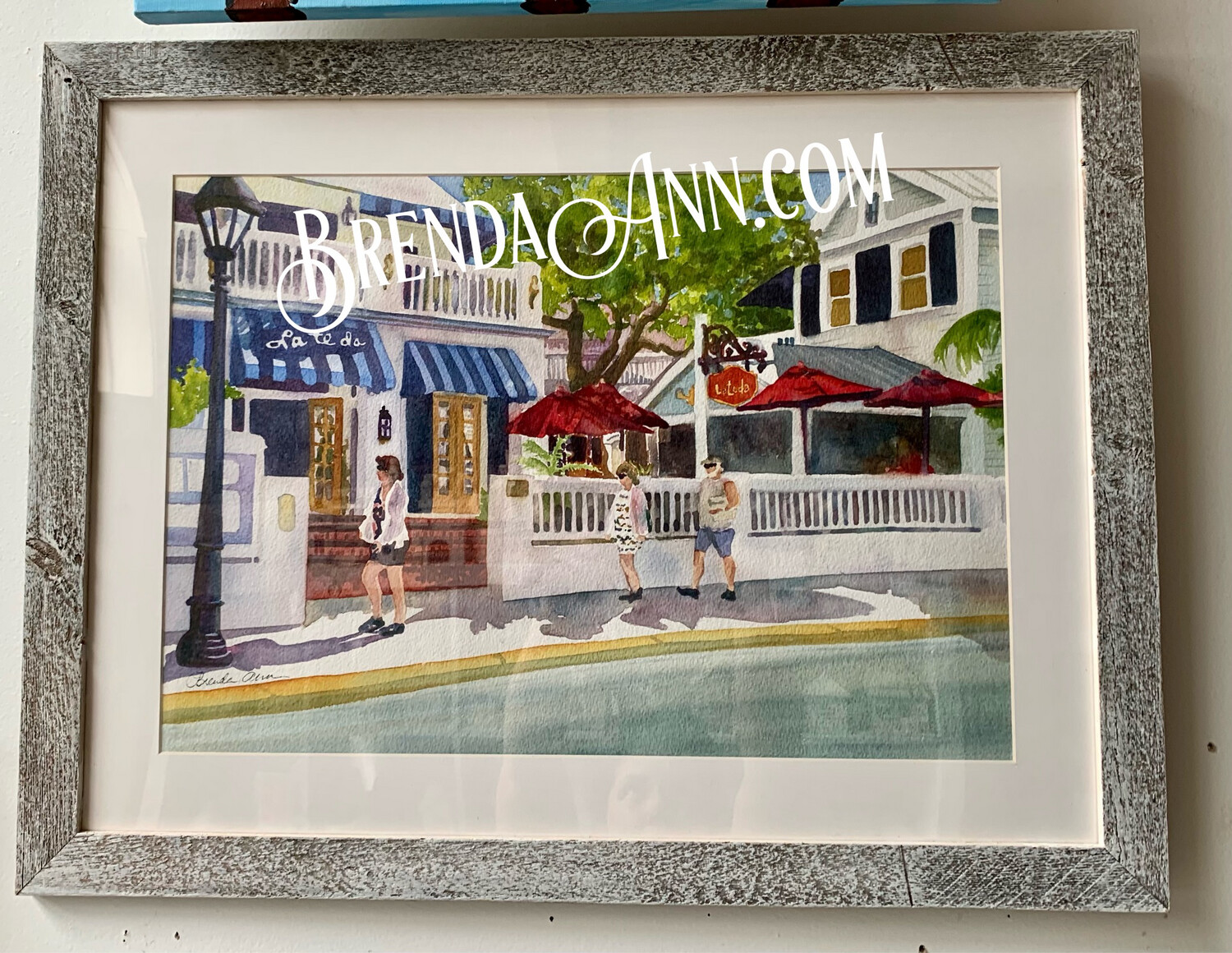 La Te Da Watercolor Painting - Key West Florida Keys FRAMED ORIGINAL Wall Art 