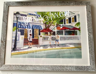 La Te Da Watercolor Painting - Key West Florida Keys FRAMED ORIGINAL Wall Art 