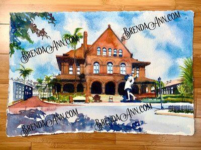 Custom House Watercolor Painting - Key West Florida UNFRAMED ORIGINAL Wall Art