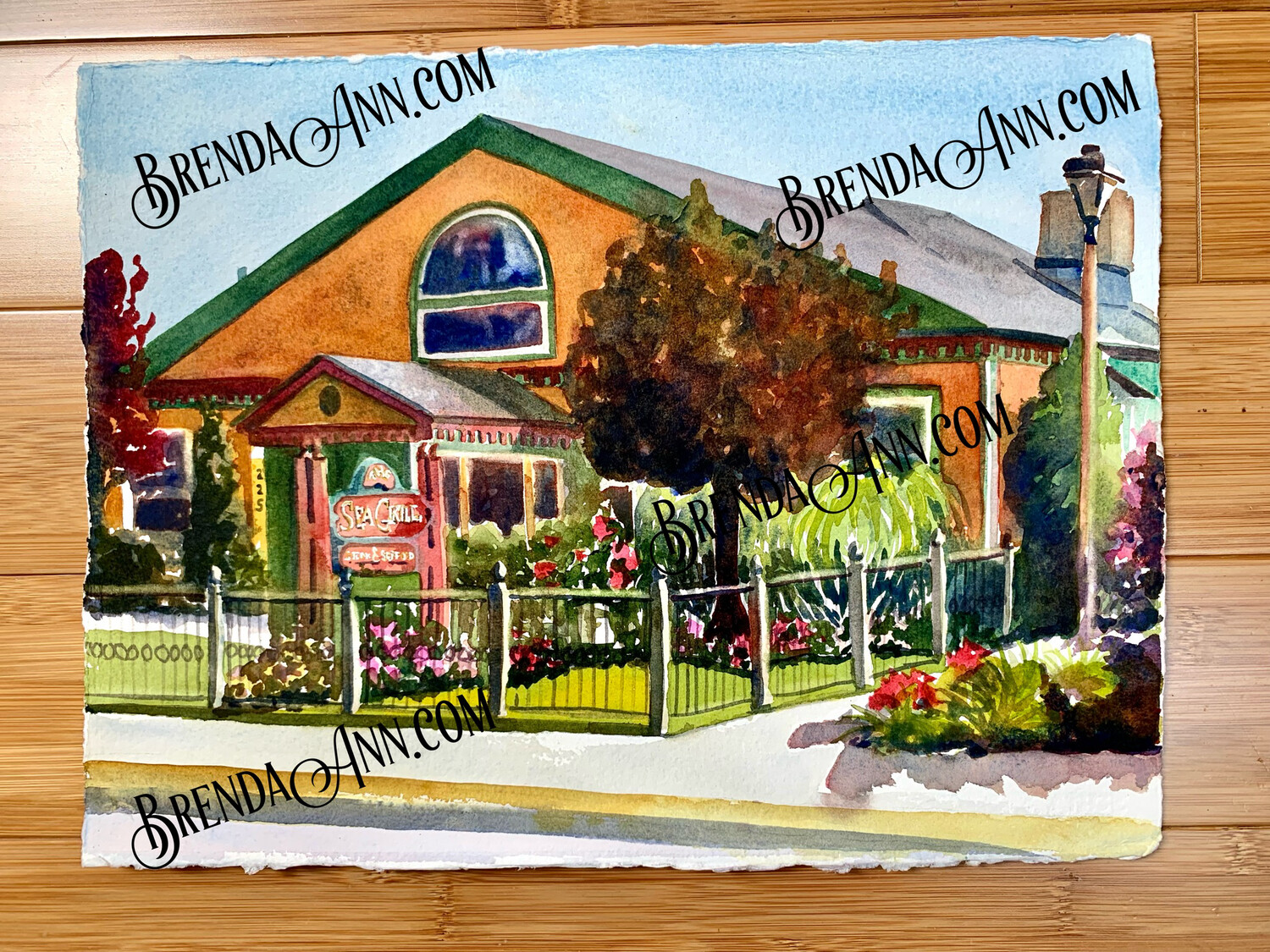 The Sea Grill Watercolor Painting - Avalon New Jersey UNFRAMED ORIGINAL Wall Art