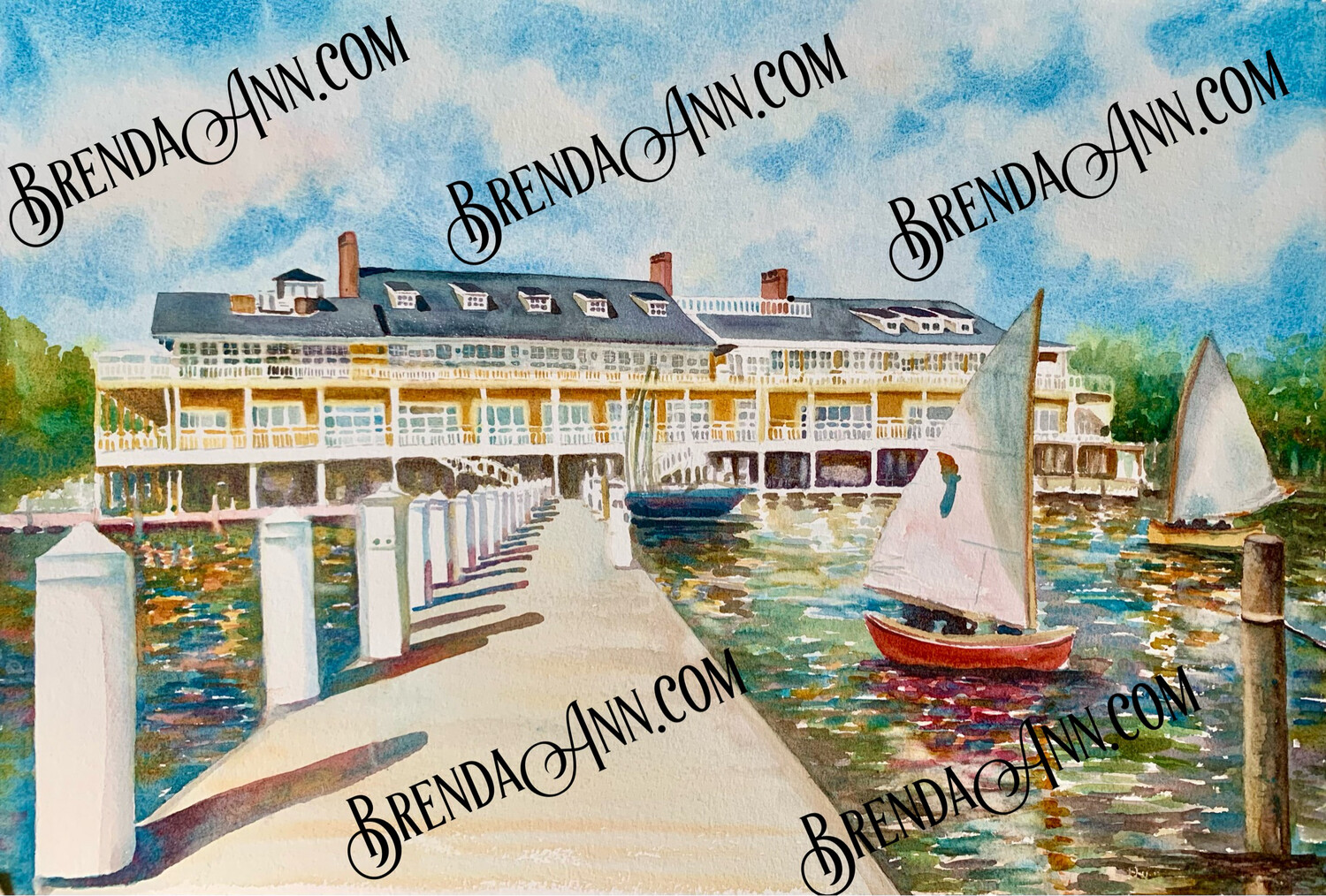 Bay Head Yacht Club Watercolor Painting - Bay Head New Jersey UNFRAMED ORIGINAL Wall Art