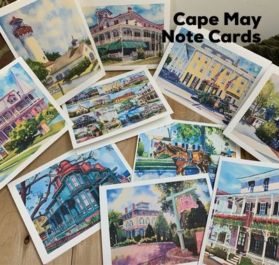 Cape May NJ Watercolor Note Cards - Set Of 10