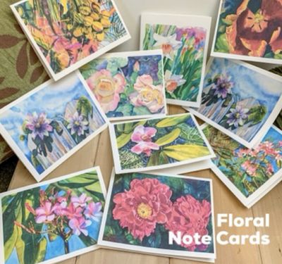 Floral Watercolor Note Cards - Set Of 10
