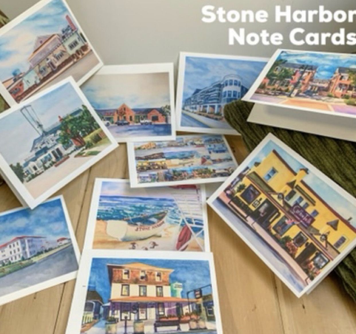 Stone Harbor NJ Watercolor Note Cards - Set Of 10