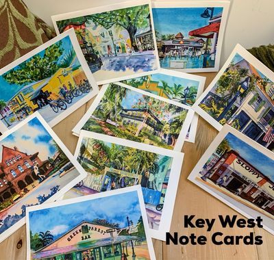 Key West Florida Watercolor Note Cards - Set Of 10