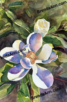 Magnolia Floral watercolor print 11x14 inches Flower art gift