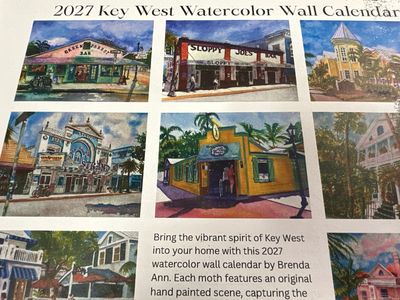 2027 Key West Watercolor Wall Calendar – Spiral Bound Coastal Art by Brenda Ann
