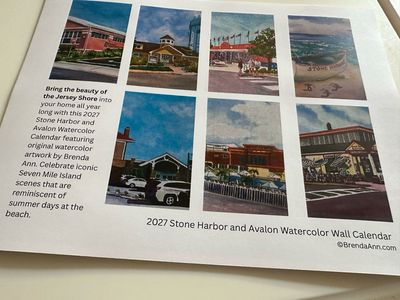 2027 Stone Harbor + Avalon NJ Watercolor Wall Calendar – Spiral Bound Coastal Art by Brenda Ann