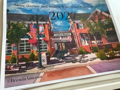 2027 Stone Harbor + Avalon NJ Watercolor Wall Calendar – Spiral Bound Coastal Art by Brenda Ann