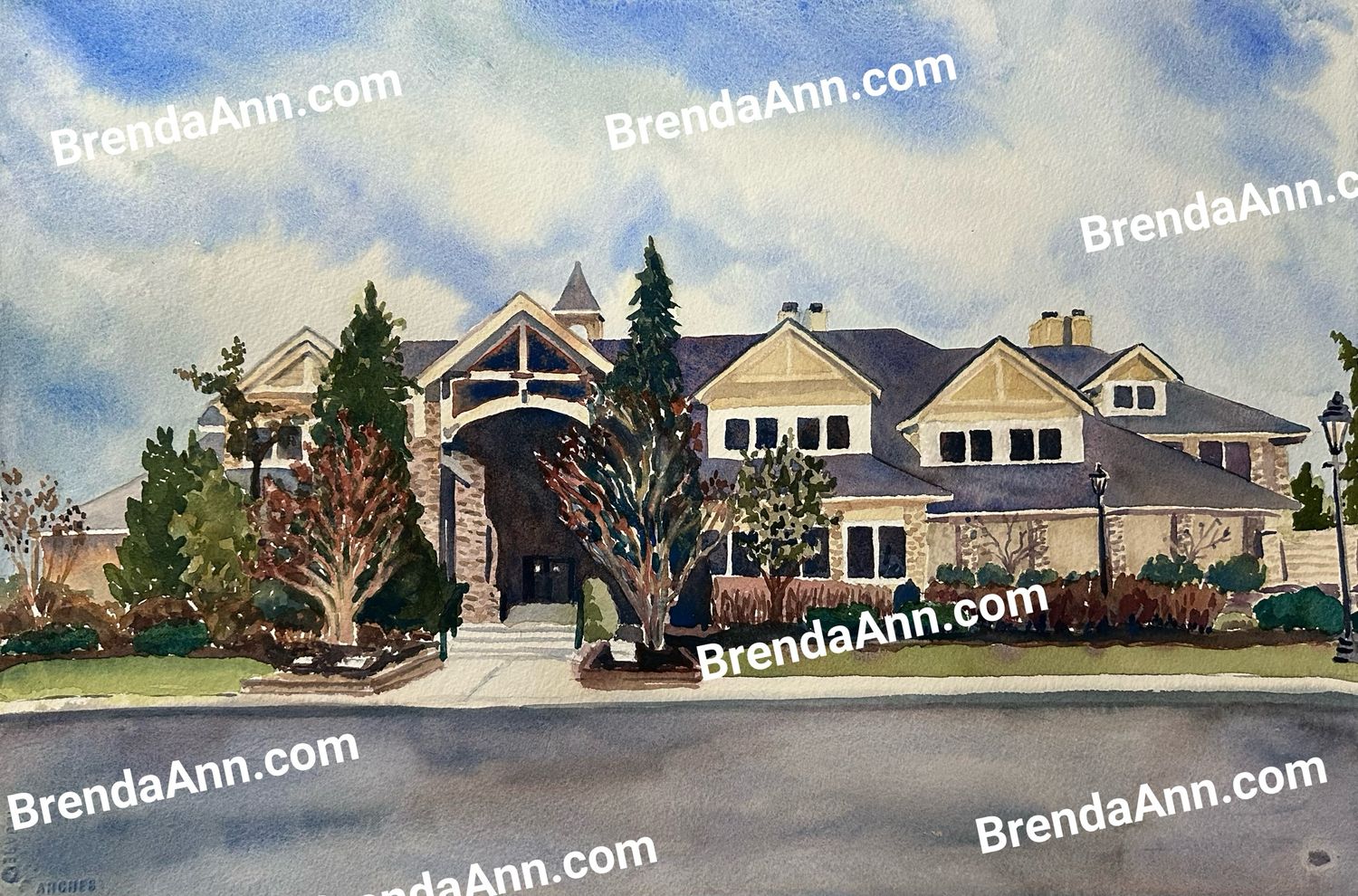 Scotland Run Golf Club Watercolor Print - Williamstown NJ Home Decor Art Wedding Gift