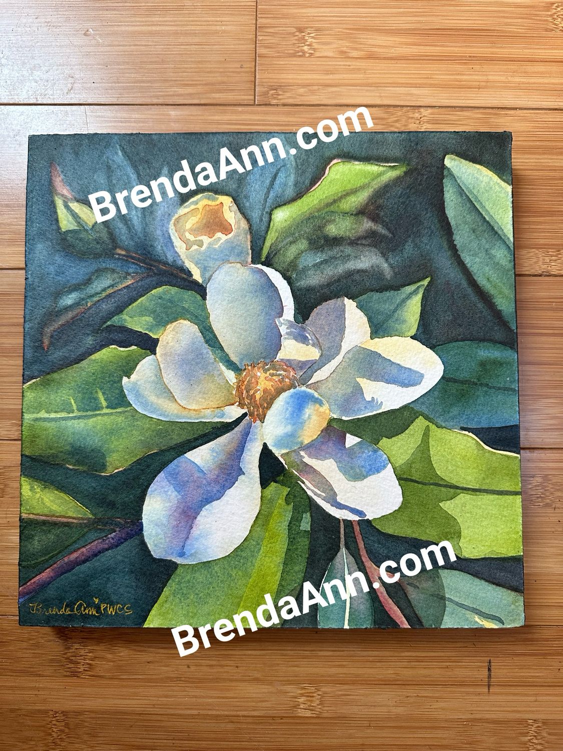 Sweet Magnolia Watercolor Painting - Botanical Floral ORIGINAL Wall Art