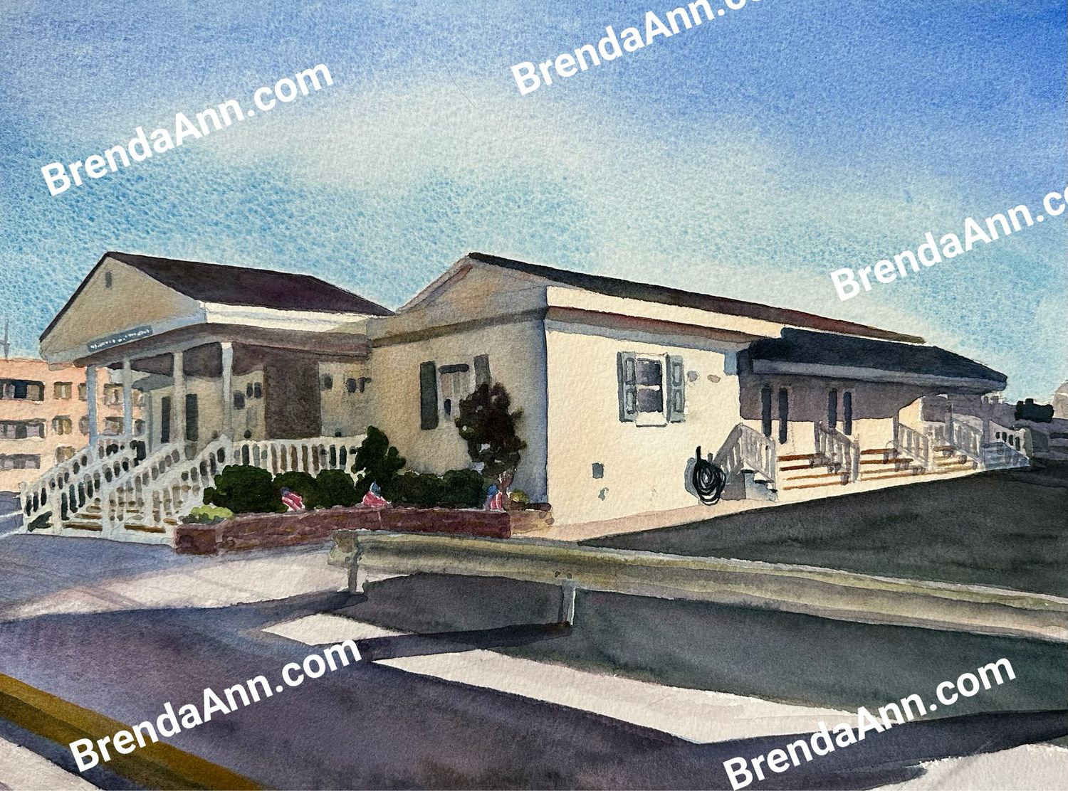 Women’s Civic Club Watercolor Painting - Stone Harbor New Jersey UNFRAMED ORIGINAL Wall Art