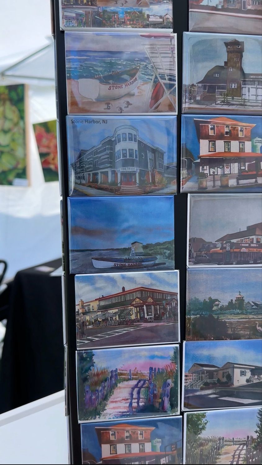 Stone Harbor NJ Watercolor Art Magnets - 9 Mini Magnets Featuring Prints of Original Paintings by Brenda Ann