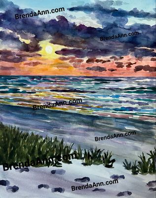Early Light Sunrise Beach Watercolor Print - Stone Harbor NJ Beach House Art Gift