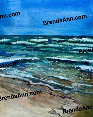 Incoming Waves Beach Art 8”x10” Painting - ORIGINAL Watercolor On Museum Grade Cradled Board - Wall Art