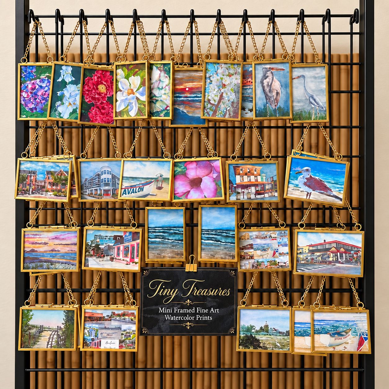 Tiny Treasures Mini Gold-Framed Watercolor Art Prints