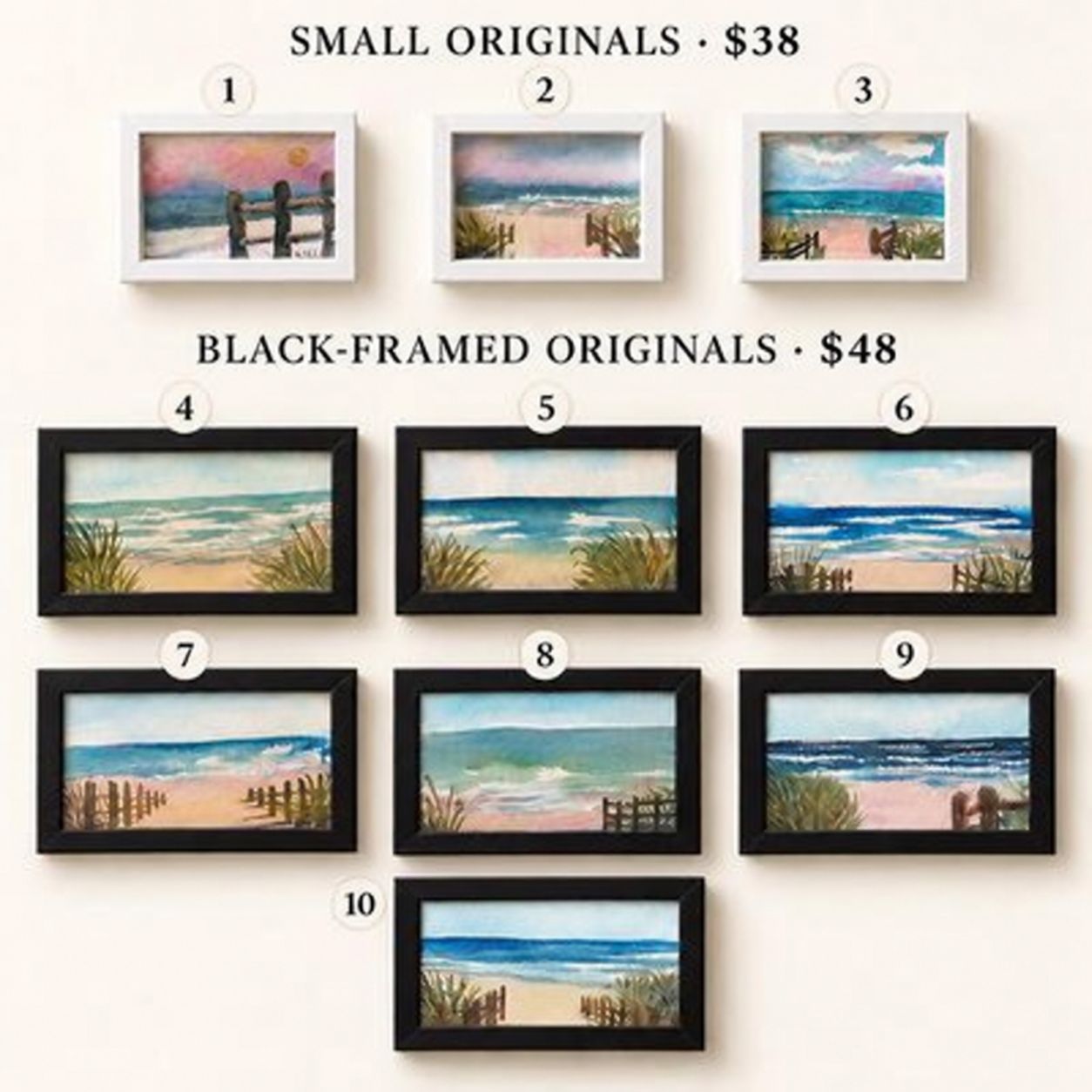 One-of-a-Kind Mini Framed Coastal Watercolor Originals – Choose Your Painting