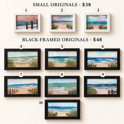 One-of-a-Kind Mini Framed Coastal Watercolor Originals – Choose Your Painting