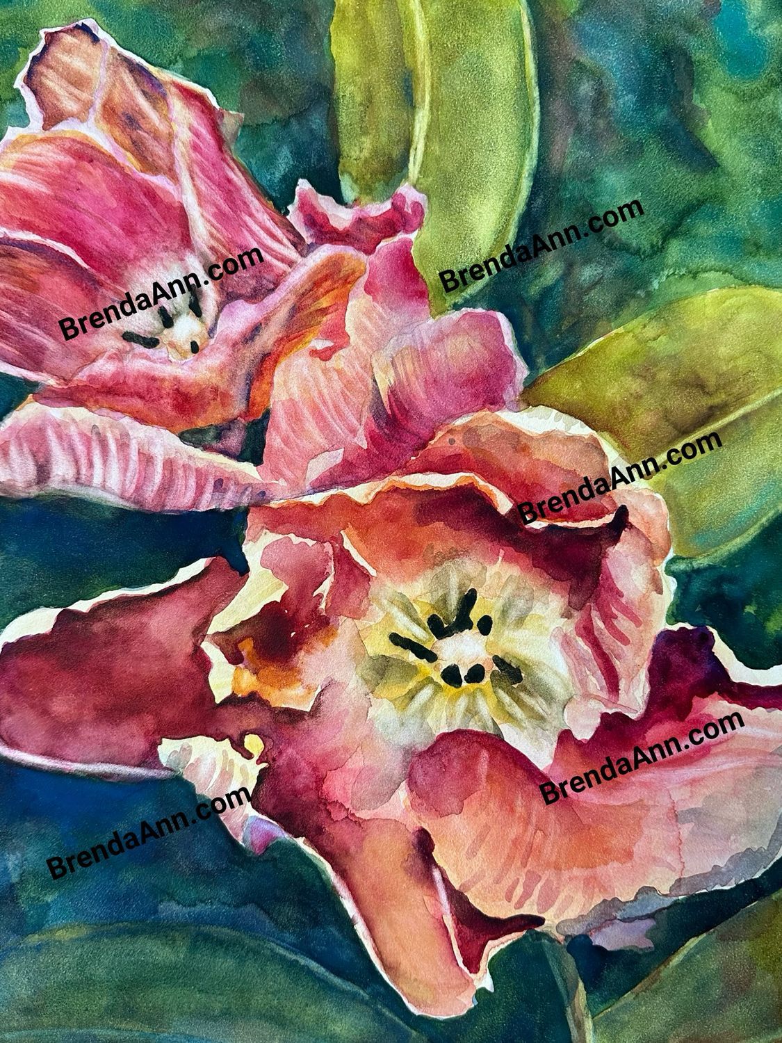 The Dance — Original Tulip Watercolor Painting on Museum-Grade Cradled Board