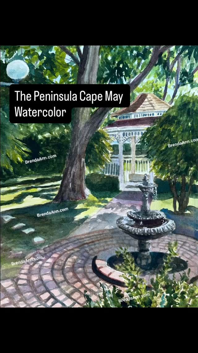 The Gardens at The Peninsula – Original Watercolor Painting | Cape May Court House NJ Garden &amp; Wedding Venue Art