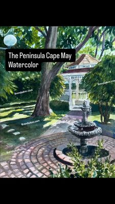 The Gardens at The Peninsula – Original Watercolor Painting | Cape May Court House NJ Garden & Wedding Venue Art