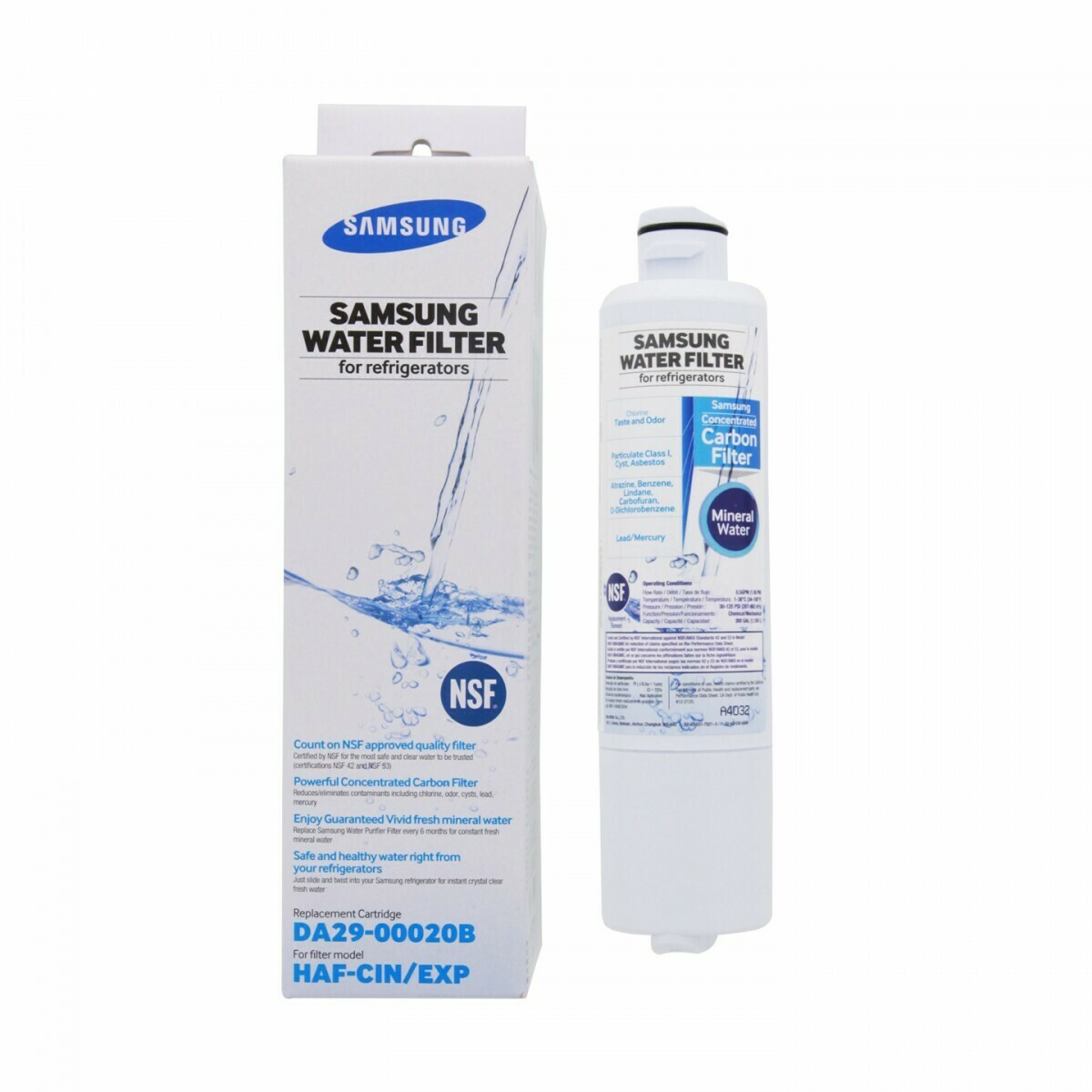 Filtro de agua para refrigerador samsung Da2900020B, HAF-CIN/EXP