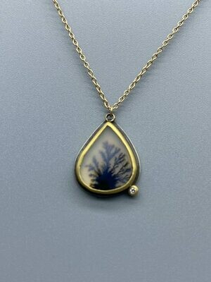 Dendritic Agate w/ Diamonds Necklace