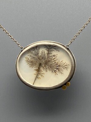 Dendritic Agate, Sterling Silver, 22k Accents - Ananda Khalsa - Florence MA 