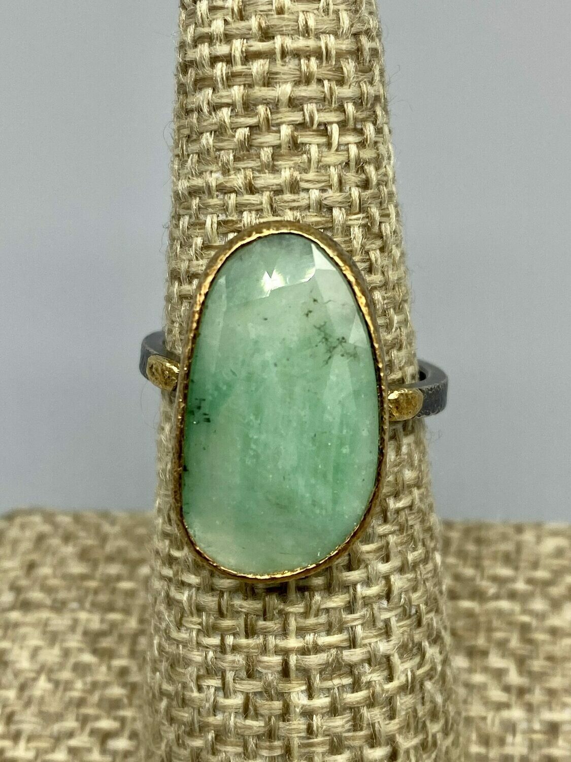 Sz 7 Emerald Ring (4.4 ct) in 18k and Sterling Silver - Rona Fisher Philadelphia PA